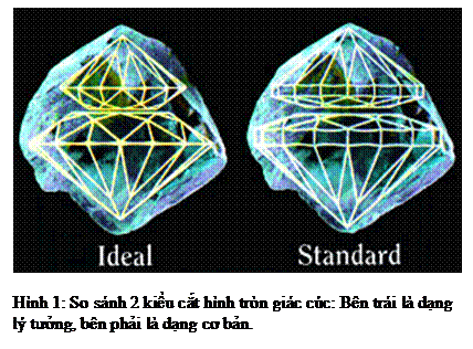 Text Box: Hình 1: So sánh 2 kiểu cắt hình tròn giác cúc: Bên trái là dạng lý tưởng, bên phải là dạng cơ bản. 